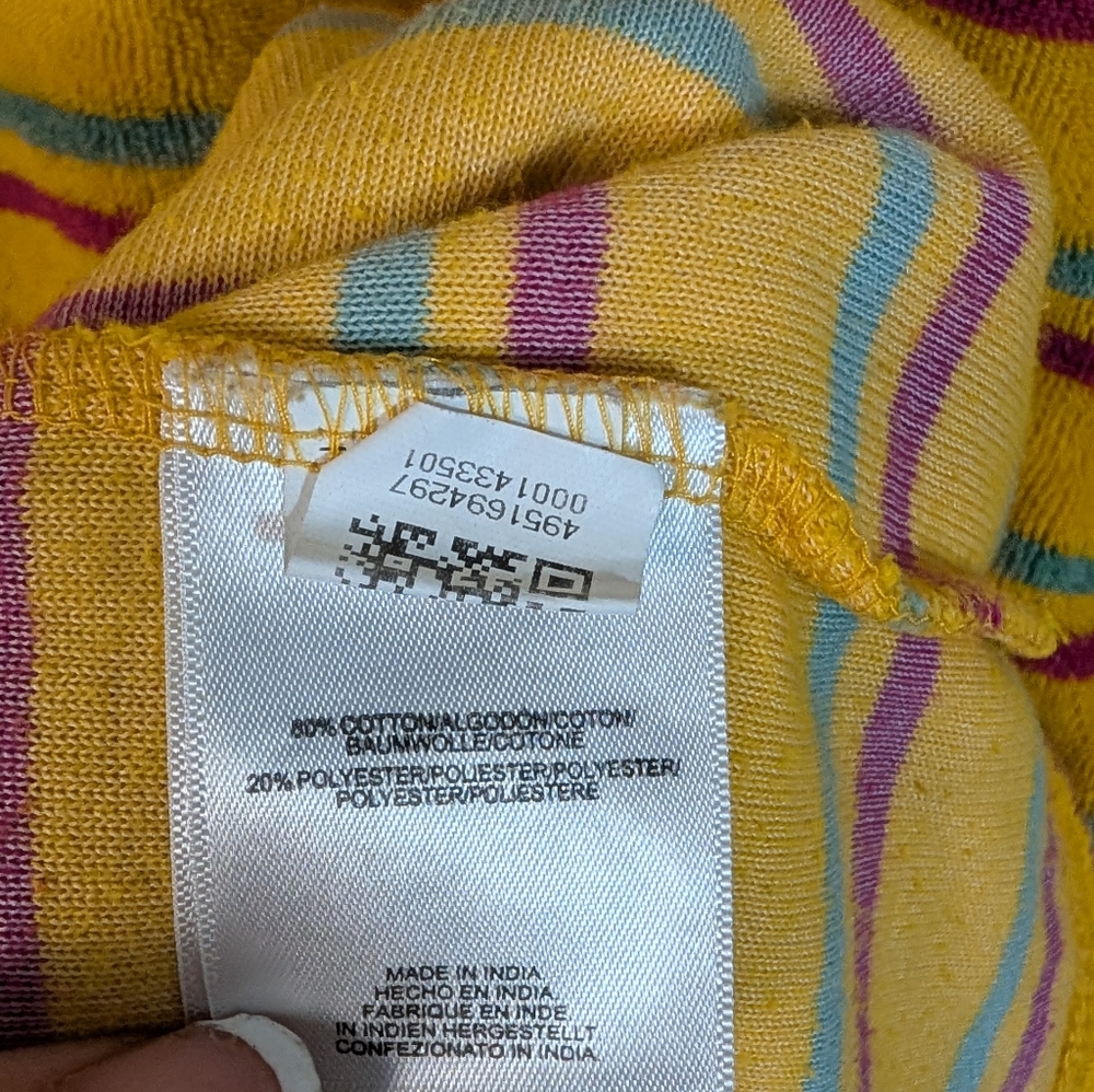 Fila UO Men's Retro Yellow Stripe Cotton Terry Cloth Tee Shirt - Picture 6 of 8